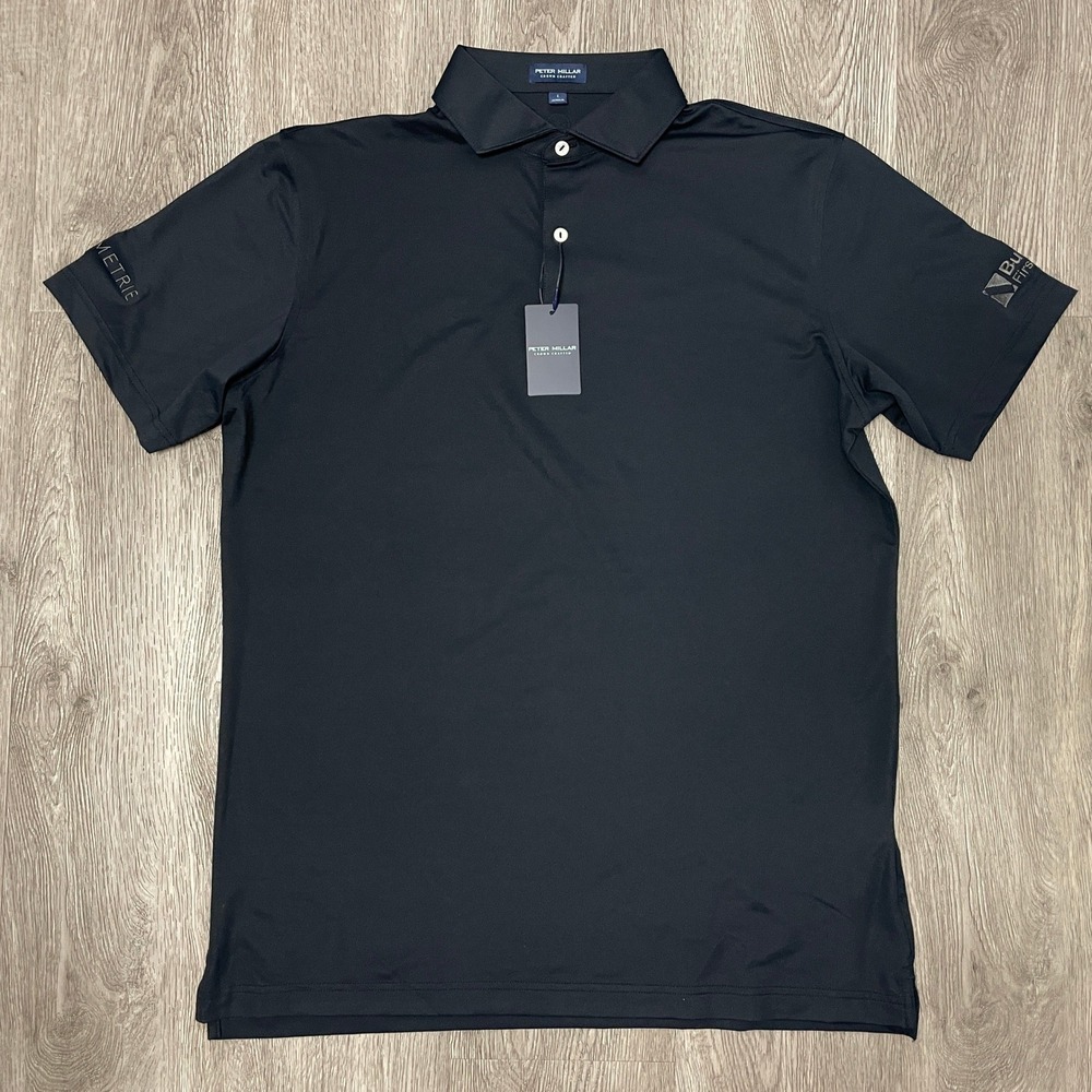 Peter Millar Polo Shirt Mens Large Black Crown Crafted Performance ME0XK50E NWT